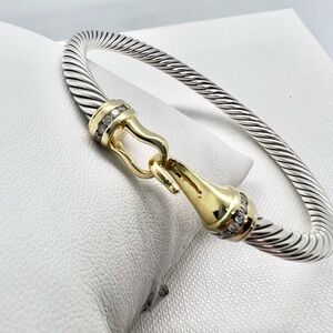 David Yurman Cable Buckle Bracelet Silver With 18K Gold And Diamonds